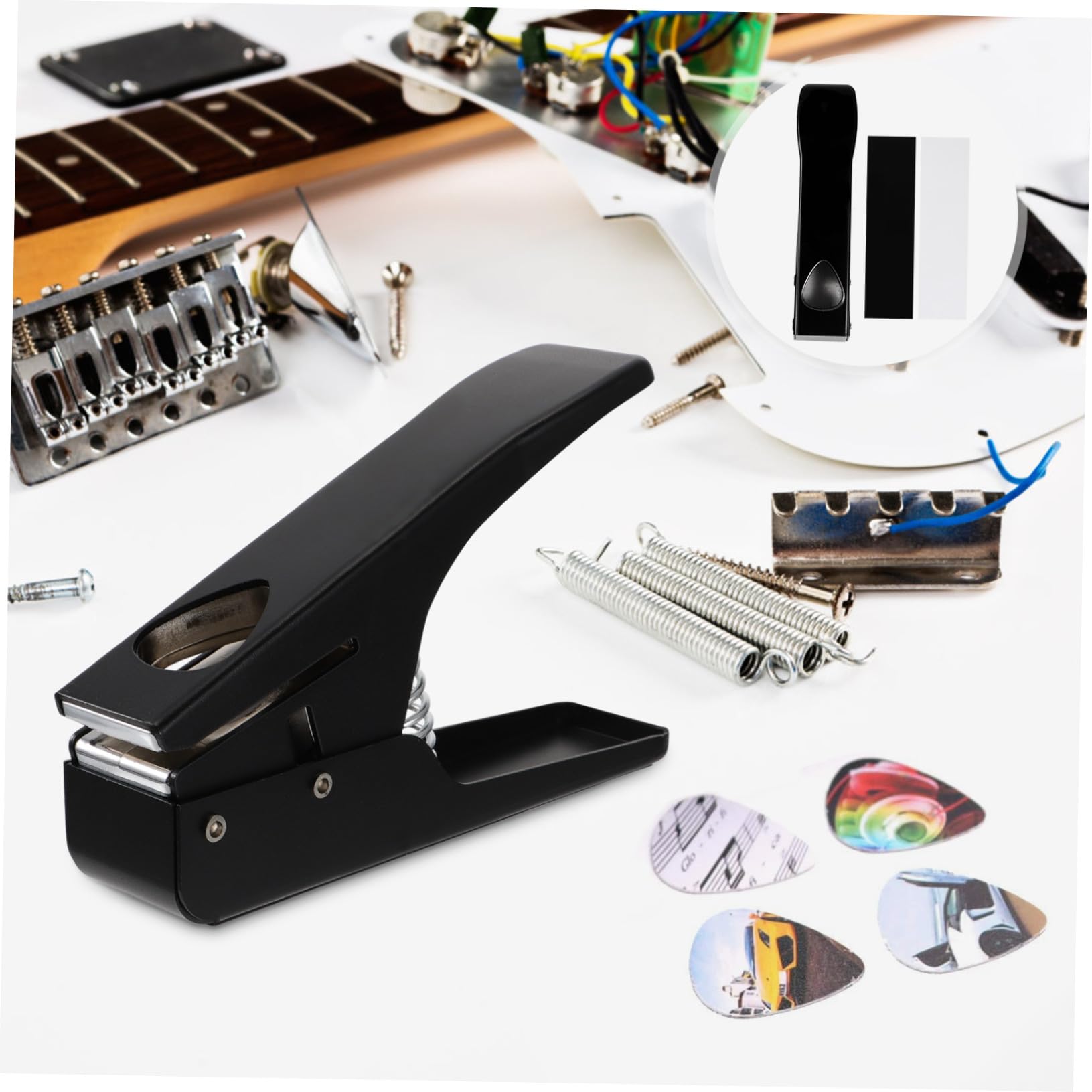ULTECHNOVO Gitarrenlocher aus Eisen mit Silikonpad Standard Lochdesign und Rostbeständig Werkzeug für Gitarrenbauer und Gitarrenzubehör zur Herstellung von Plektren