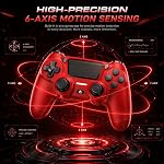 BJXOZ Wireless Controller for PS4 Controller, Gamepad with Dual Vibration, 1000mAh, Six-axis Gyroscope Sensor, USB-C Port, Speaker, 3.5mm Headphone Jack, Touchpad, Compatible with PS4/Slim/Pro/PC
