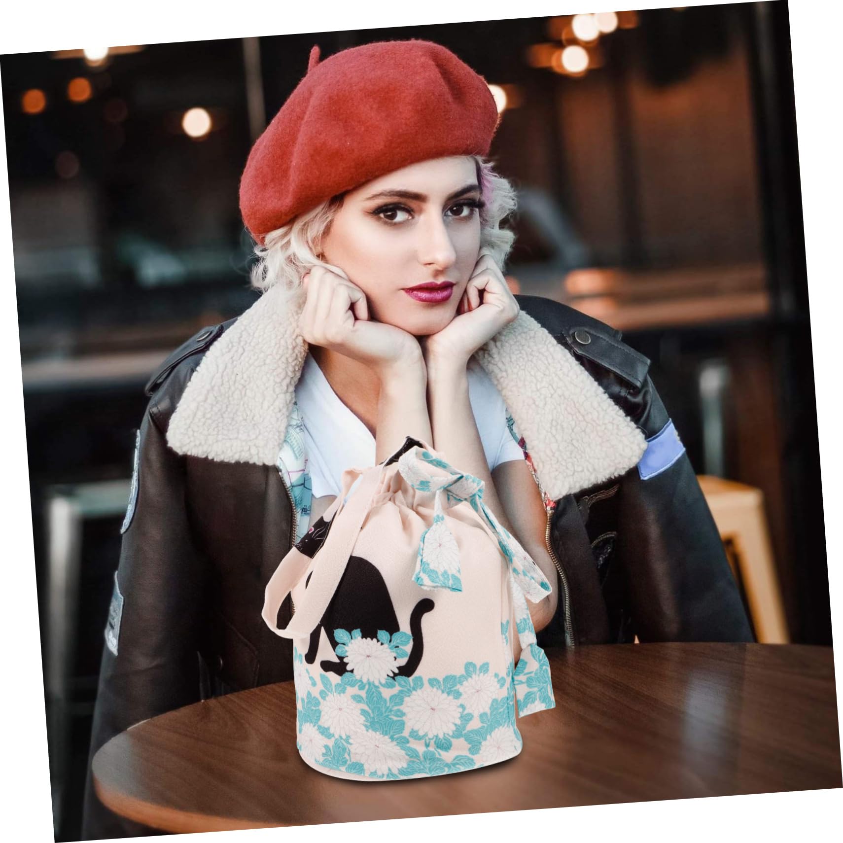 2 Piezas bolso de estilo japonés bolso de mano bolsas de mano bolso de lazo de las mujeres bolsa de teléfono portátil llave pequeño crisantemo bolsa de almacenamiento cartera tela