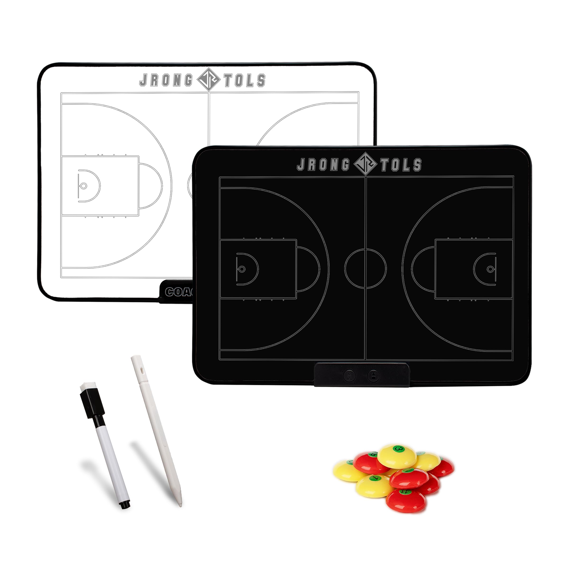 Double-Sided Electronic Coaching Board 15.5 Inch LCD Screen Basketball Tactical Coach Board with Stylus Pen, Dry Erase Pen and Eraser, Magnets for Training Teaching