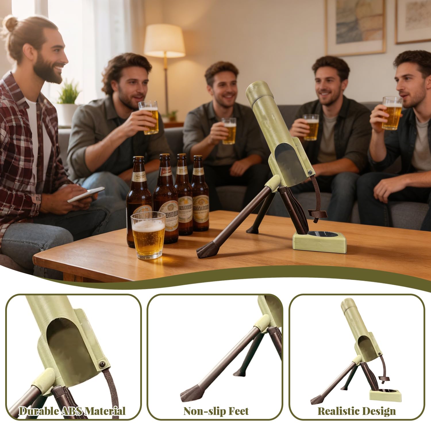 Abrebotellas de mortero 51 mm, Abridor manos libres para cerveza, Lanzador automático de tapas