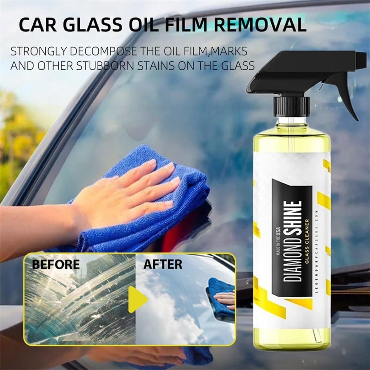 Nettoyant pour vitres de voiture brillant,Nettoyant pour vitres Diamond Shine,Nettoyant pour vitres automobiles pour une clarté et une visibilité améliorées (2 pièces)