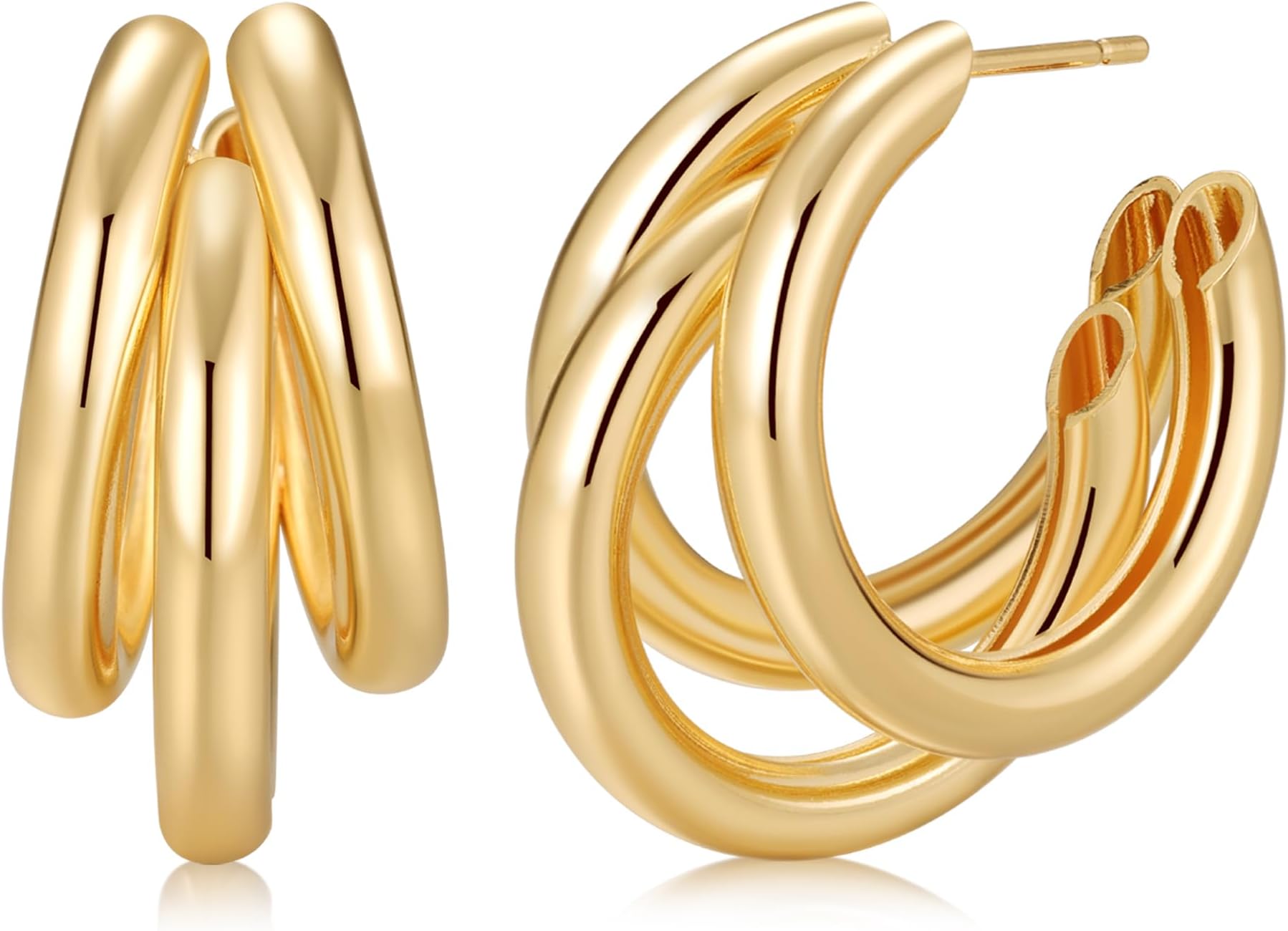 Chunky Gold Earrings for Women Knot Link Circle Statement Drop Dangle Classic Earrings Studs Trendy