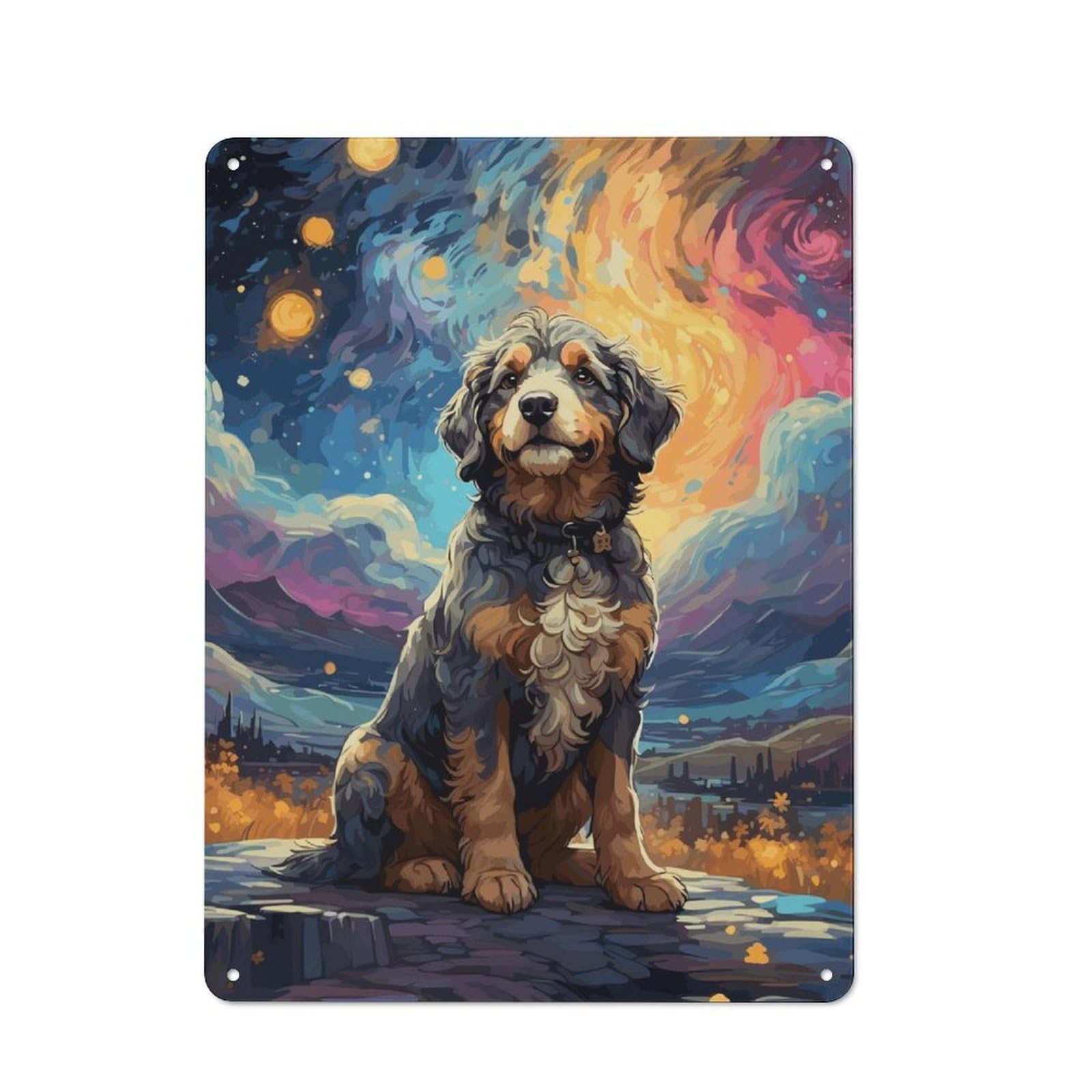 Junmoney Bernedoodle Night Sky Vintage Metal Plaque 40X30cm For Dining Room Or Kitchen, For Dining Room Decor Fans