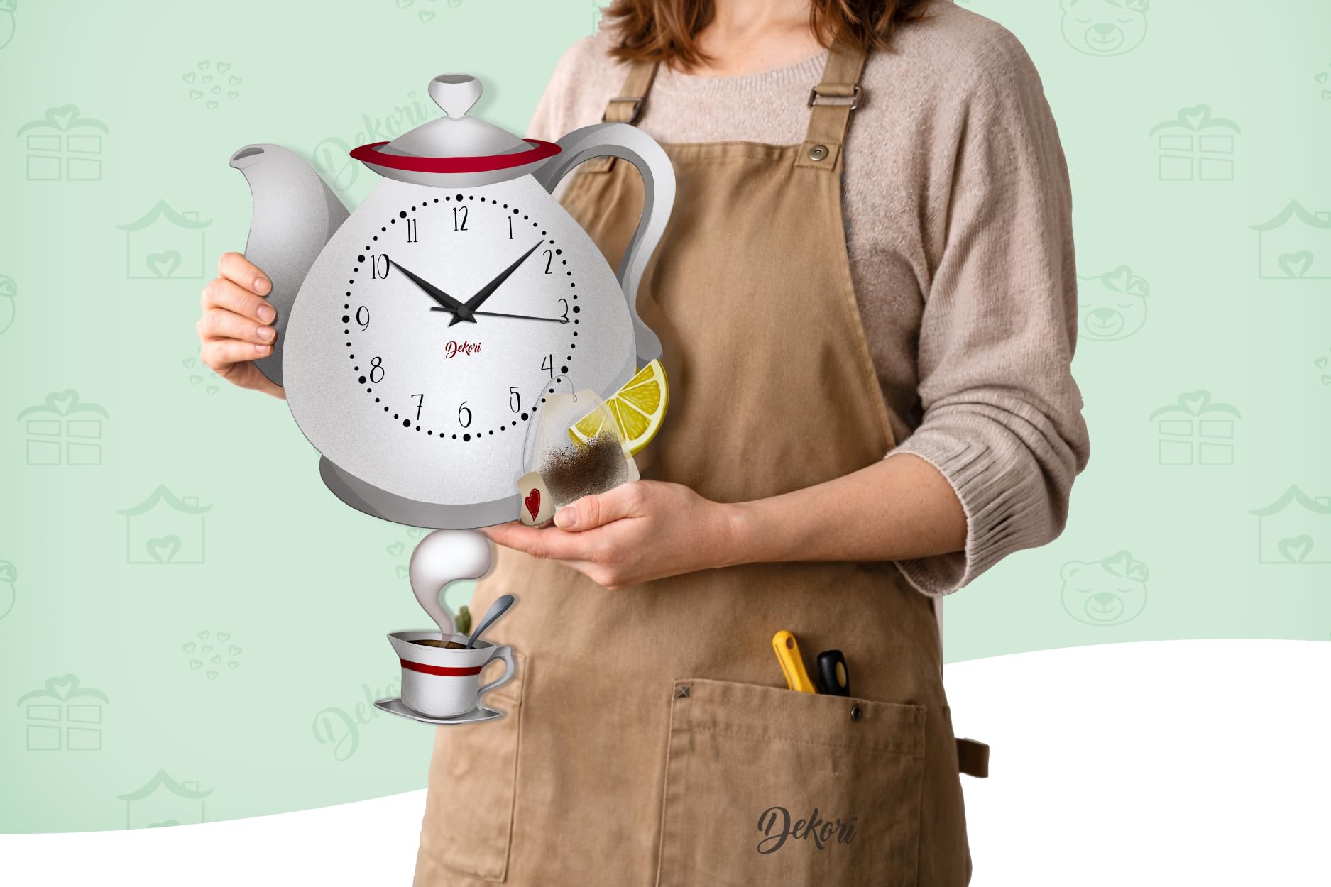 Reloj de pared de cocina de madera con péndulo oscilante, reloj decorativo silencioso, diseño natural para cocina, salón, casa