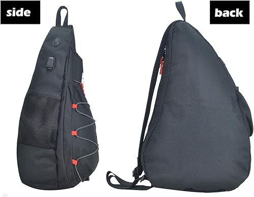 Miniatura 5 de d'yallee Bolsa de tenis para hombres y mujeres, racquetball, pickleball paddle squash, bolsa cruzada deportiva para adultos con puerto de carga USB