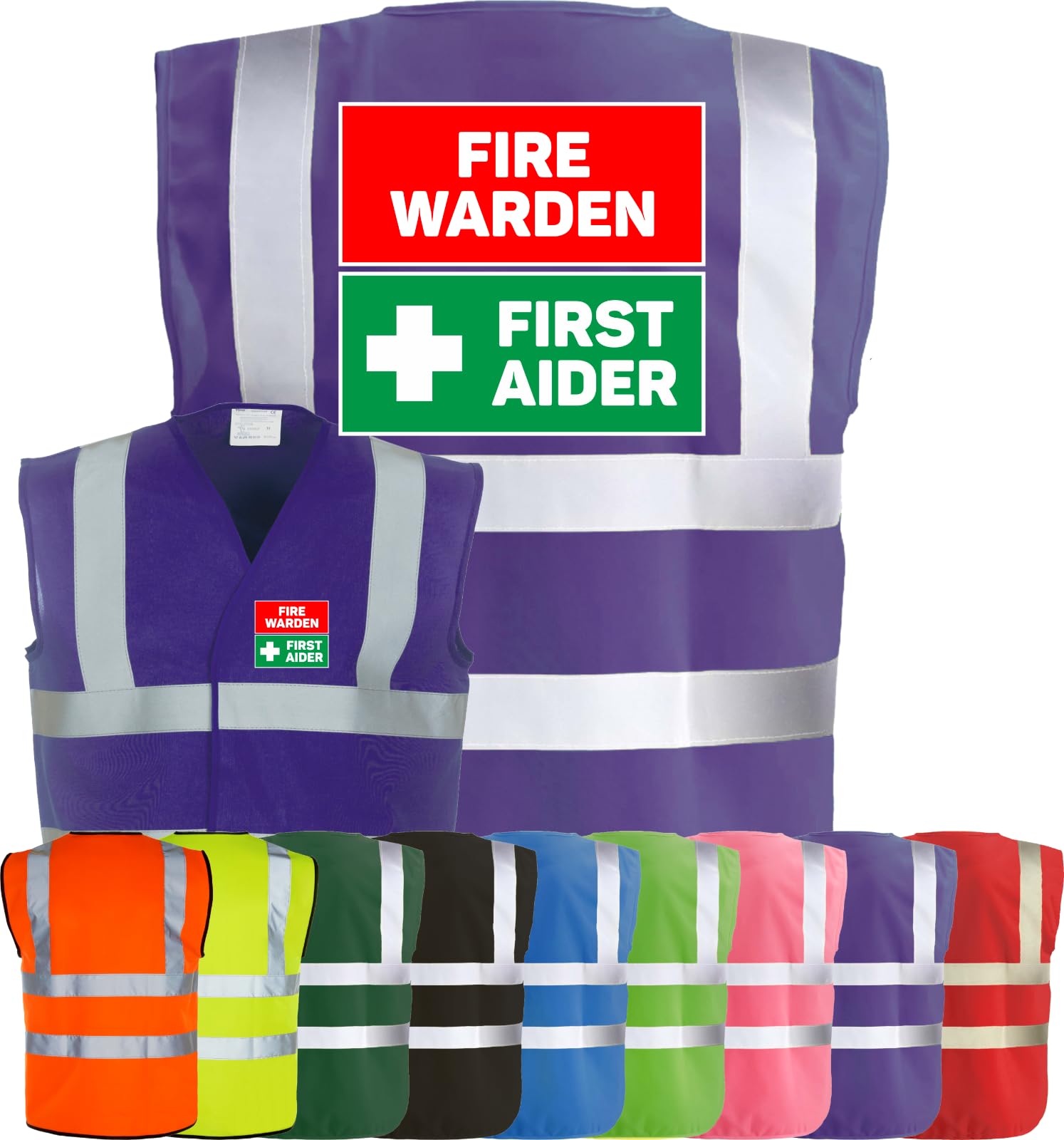 Corporate Togs FIRE WARDEN FIRST AIDER High Visibility Safety Vest - Fire Warden Waistcoat Tabard, Fully EN471 & Hook & Loop Fastening Waistcoat | Personal Protective Equipment & Safety Vests