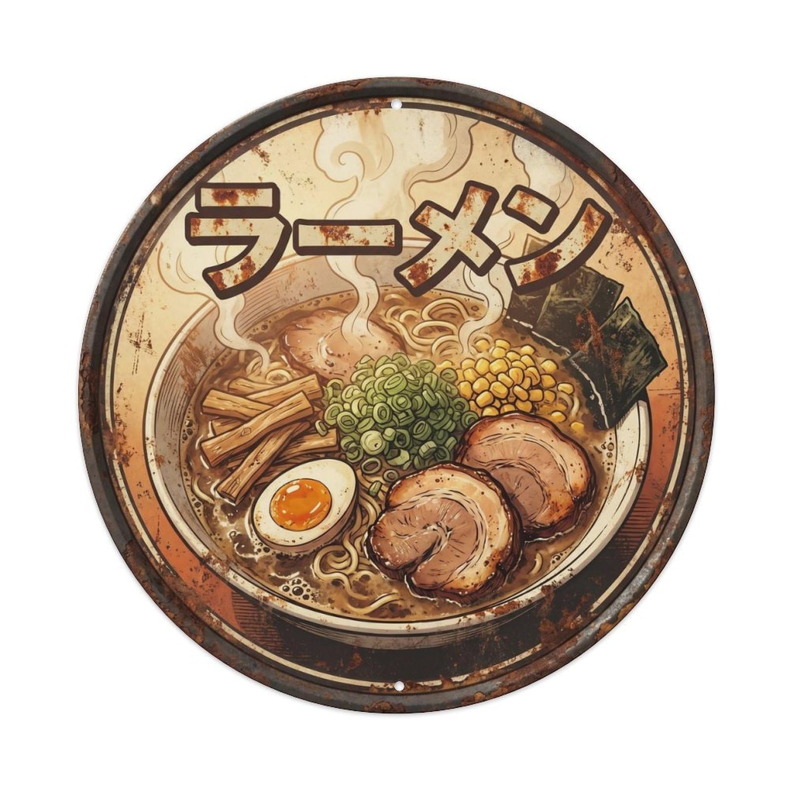 Cxhjca 8X8inch(20X20cm) Ramen Japanese Restaurant Kitchen Roadside Diner Soup Metal Tin Sign