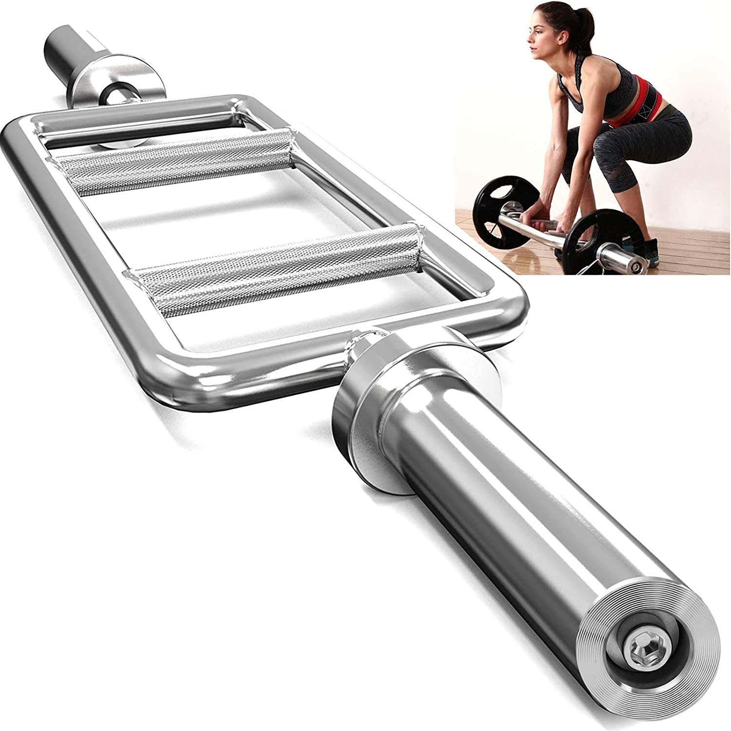 Buy IRIS Barbell Bar 2",Threaded Solid Steel Chrome Tricep Bar,Curl Bar