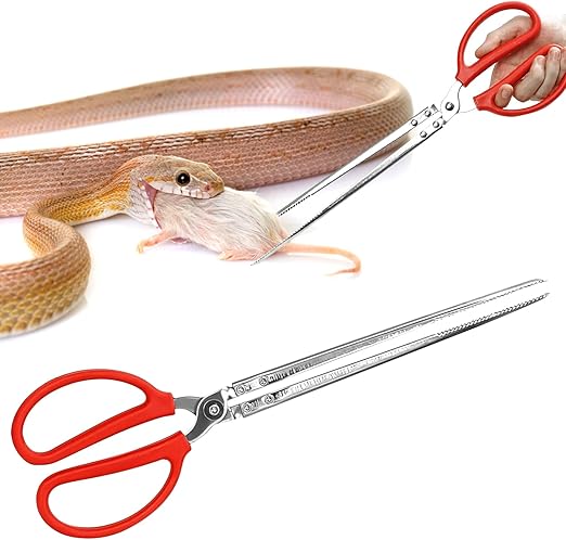 Heavy Duty Snake Feeding Tongs,15" Extra Long Stainless Steel Reptile Feeding Tongs Tweezers for Ball Python,Fish Aquariums, Reptiles Snakes, Tank Accessories Terrarium Supplies