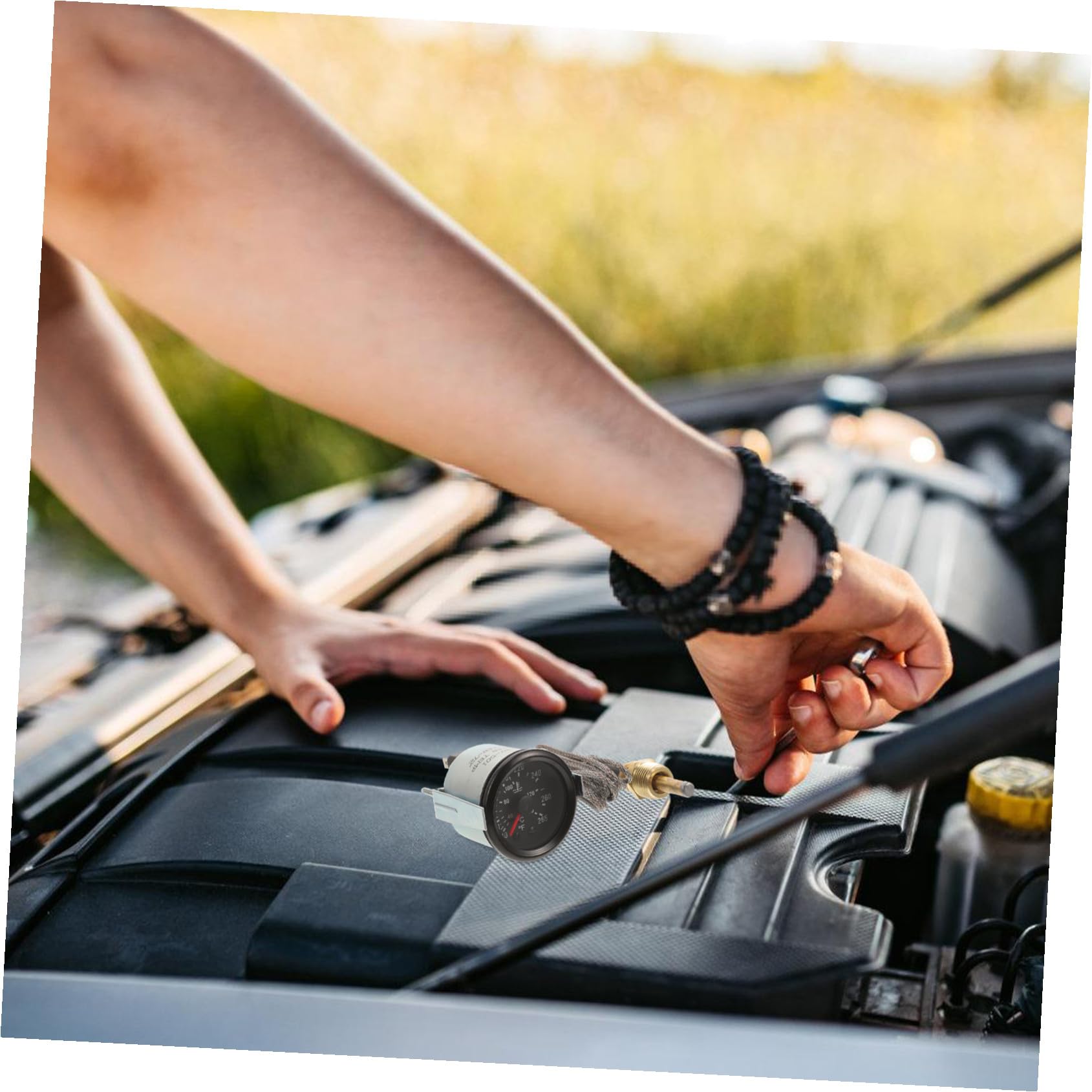 Termometro Meccanico Acqua con Sensore Indicatore Temperatura Celsius Fahrenheit Manometro Serbatoio Auto Senza Alimentazione Monitoraggio Temperatura Motore Real