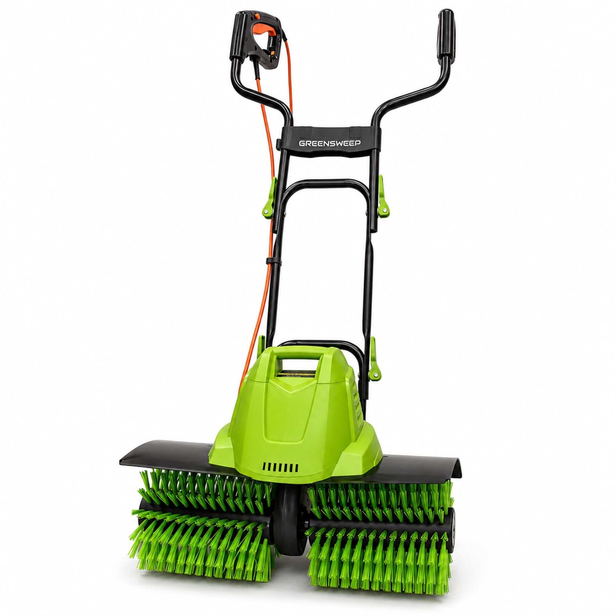 GreenSweep Volumizer - Escoba eléctrica de césped artificial, ancho de trabajo de 22 pulgadas, motor con cable de 12 amperios, cepillo giratorio de 400 rpm, levanta el césped aplanado y elimina la