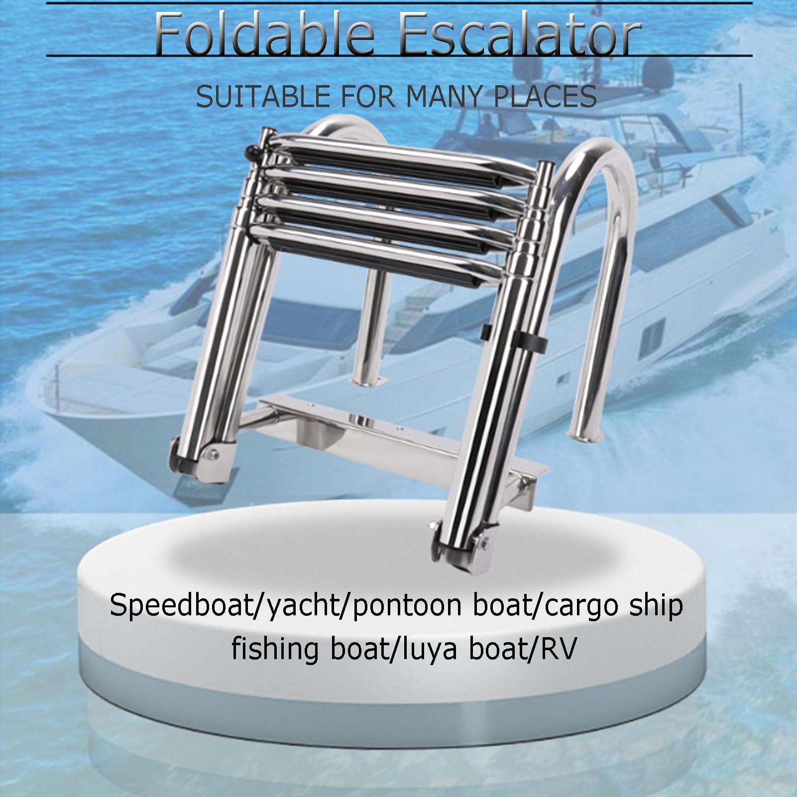 Echelle Bateau éChelle Coulissante à 4 Marches En Acier Inoxydable Pour Bateau Escabeau TéLescopique Pliabl éChelle De Bain éChelle Bateau(Size:40 * 30 * 154 cm)