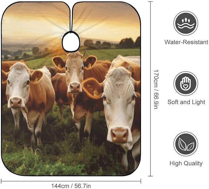 Capa impermeable para corte de cabello con diseño Animal Cows miniatura 2