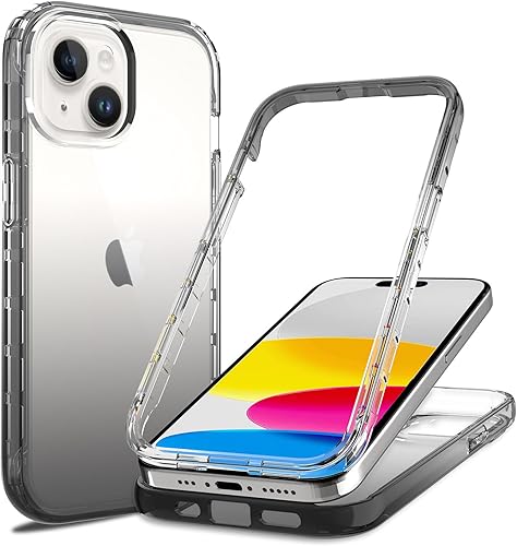 HAII Funda transparente para iPhone 15, delgada y delgada, de cristal bicapa, a prueba de golpes, funda protectora para iPhone 15 de 6.1 pulgadas