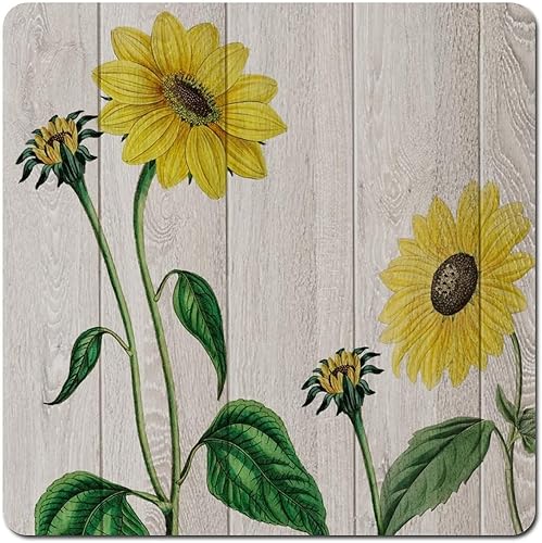 Letrero de metal de 12 x 12 pulgadas con diseño de girasoles de granjas de otoño, diseño retro de metal de grano de madera, diseño floral, pintura
