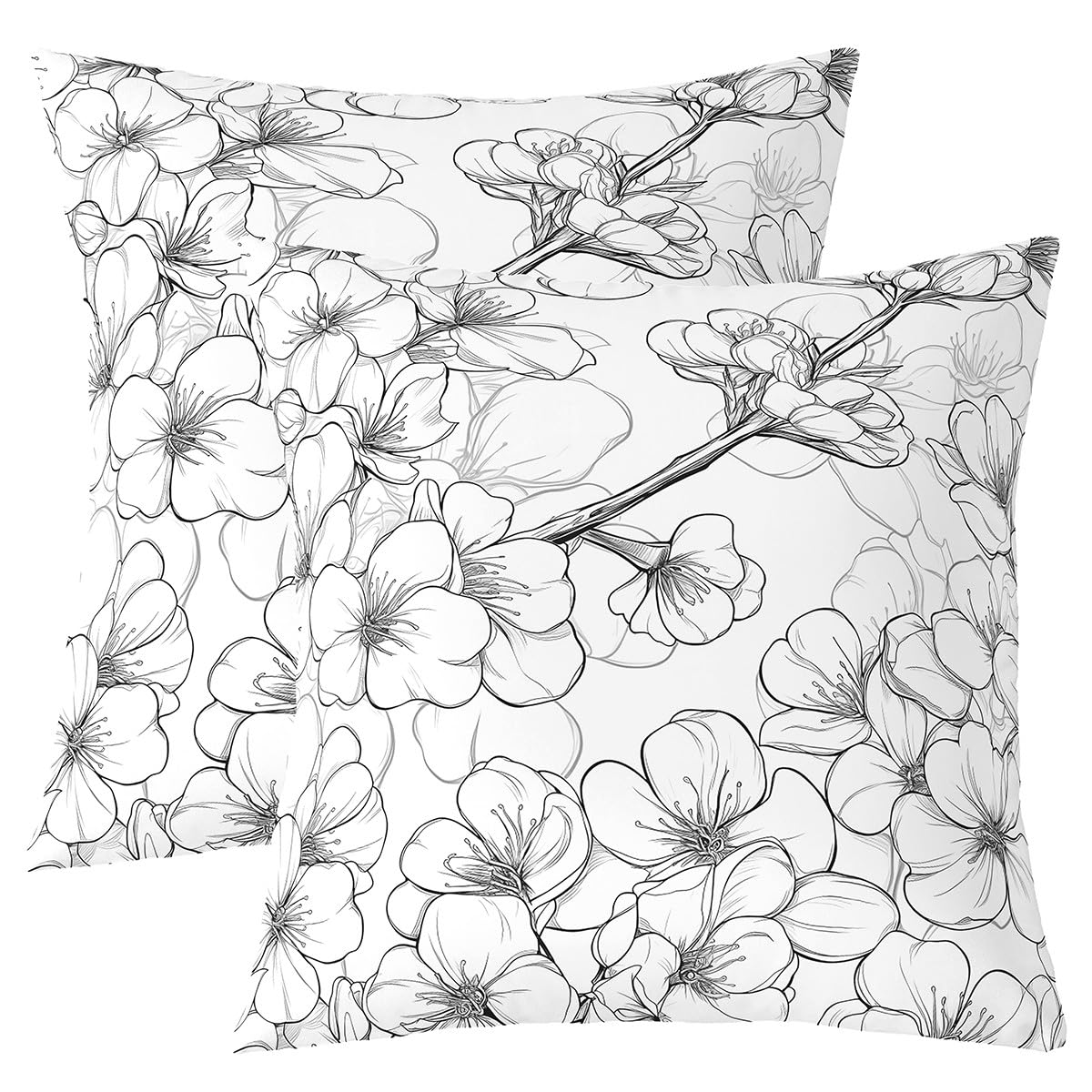 Loussiesd Botanical Floral Reversible Throw Pillow Covers 40x40cm Vintage Flowers Pillow Covers Home Decor for Kids Teens Adults Natural Theme Square Cushion Covers Set of 2 Garden Plants