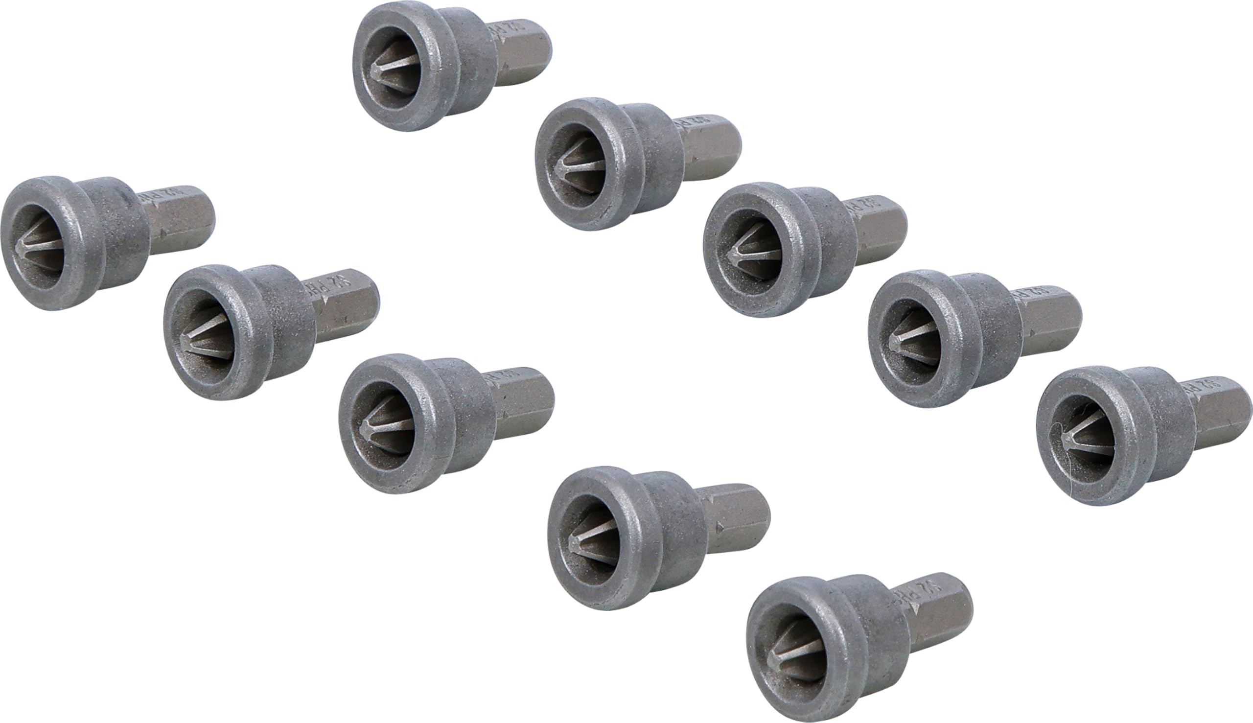 BGS 50408 Bit Set with Depth Stop, 6.3mm (1/4") Drive, Cross Slot PH2, Chrome Vanadium Steel, 10 Pcs, for Plasterboard