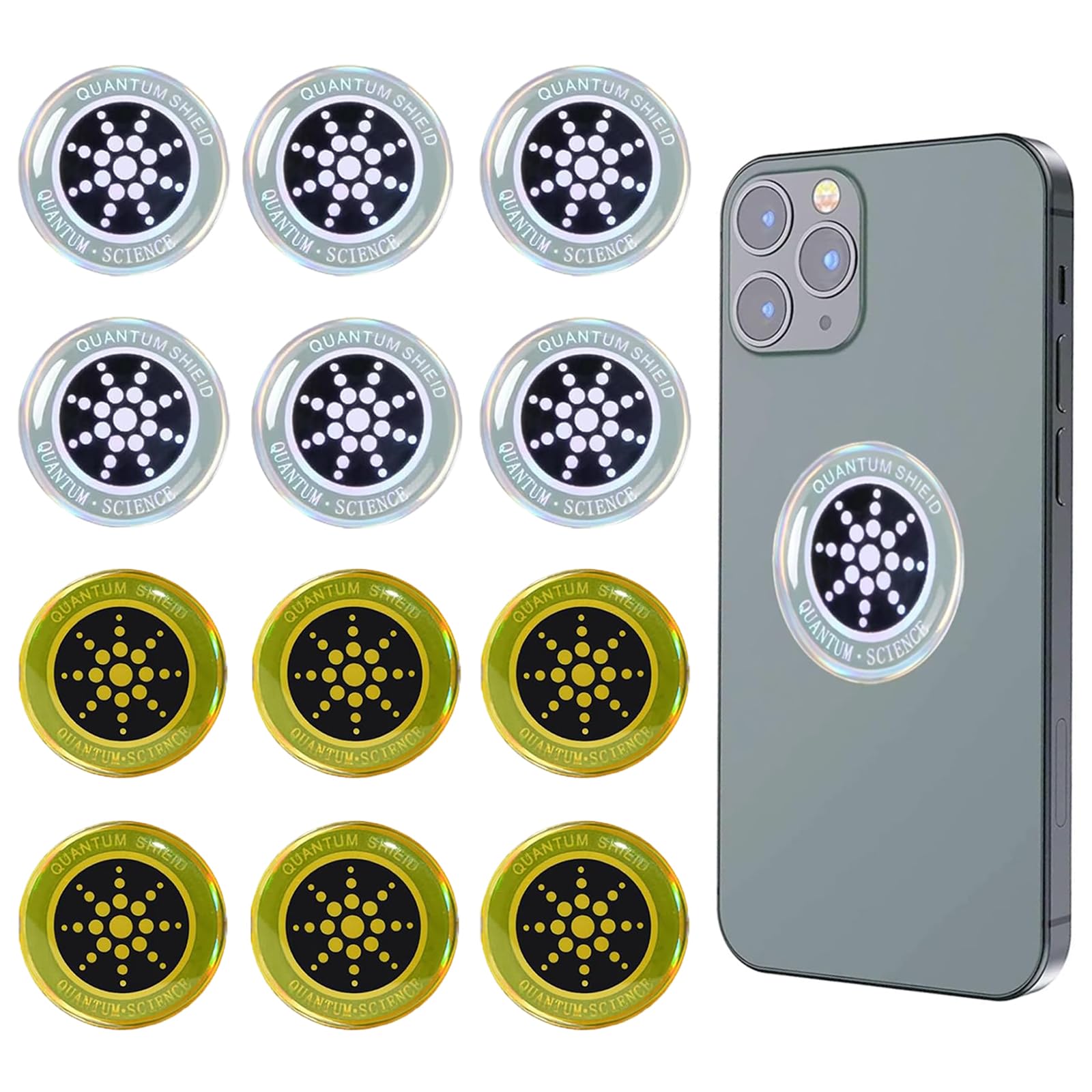 12 Pezzi Protezione Radiazioni Cellulare Adesivi Adesivo Antiradiazioni Adesivo di Protezione Dalle Radiazioni di Ioni Negativi per Telefoni Cellulari Laptop Tablet TV Ecc (Oro/Argento)