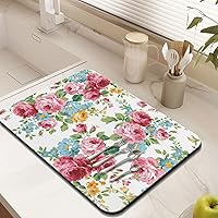 Vista 4 de Tapete de barra de café, accesorios para encimera, absorbente, para ocultar manchas, con parte trasera de goma, tapete de secado de platos