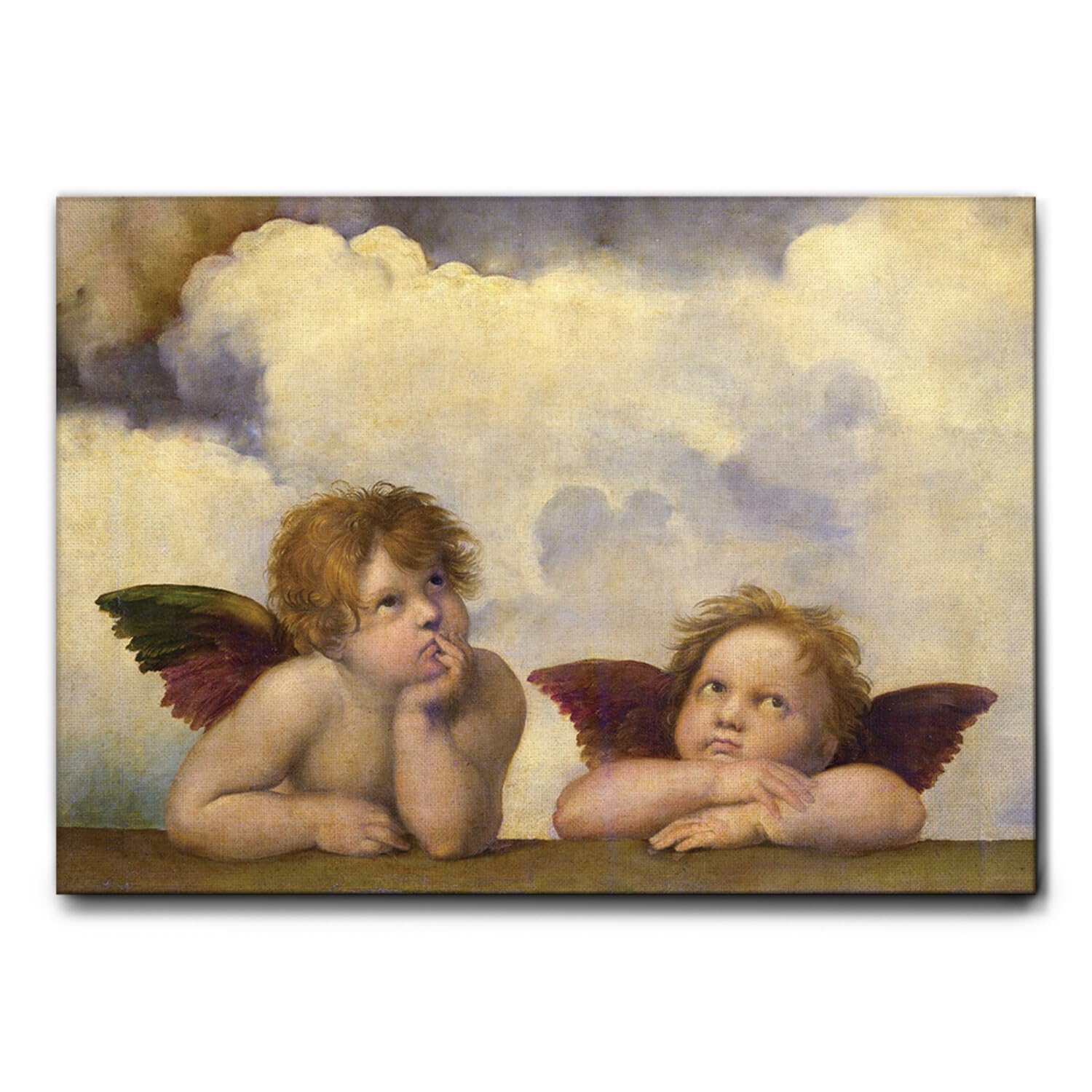 Giallobus - Gemälde - Raffaello Sanzio - Kleine Engel - Leinwand - 140x100 - Bereit zum Aufhängen - Moderne Gemälde für zu Hause
