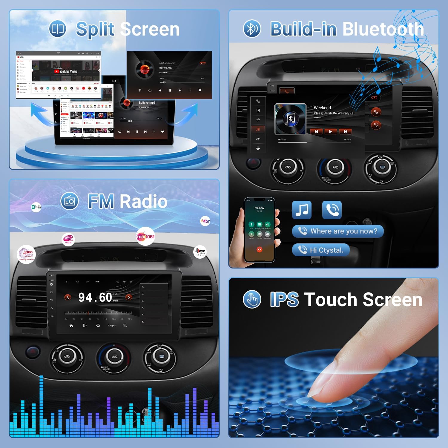 Leadfan Car Radio for Toyota Camry 2002 2003 2004 2005 2006(Non JBL Version) with Carplay Android Auto, 9IN Screen for Camry Car Stereo with GPS Backup Camera (for Toyota Camry 2002-2006 Without JBL)