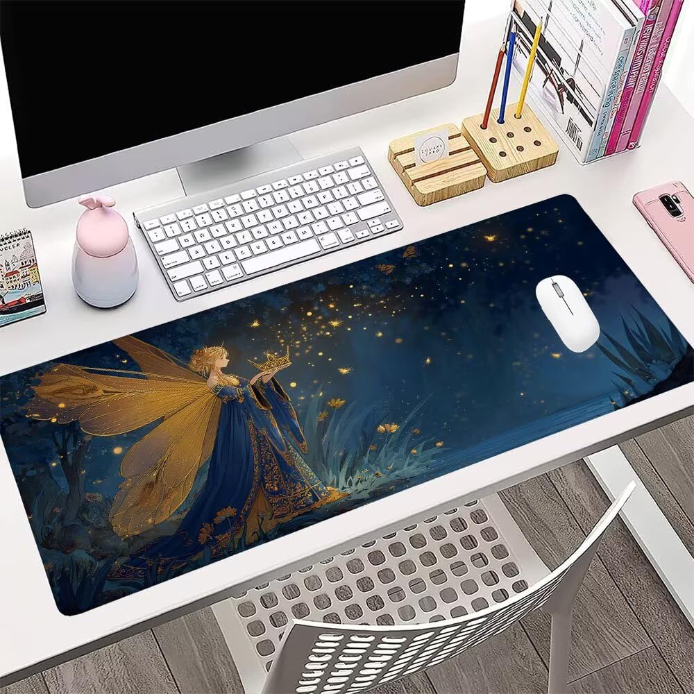 Alfombrilla de Mouse para Juegos, Nero, XXL, Antideslizante, Impermeable, Diseño de Elfo, Extendido, Grande, 1200x600x3mm, para PC, Laptop, Ufficio, Famiglia d-379