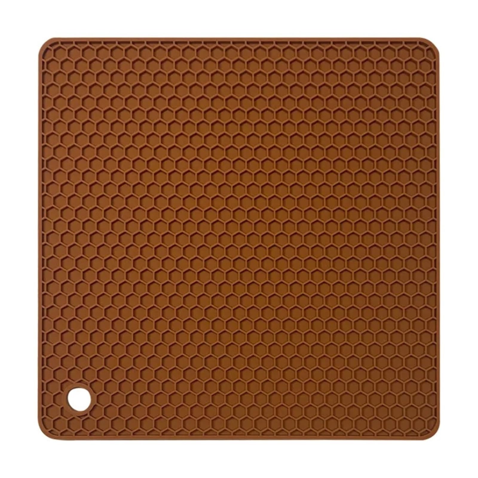 JZQKXMVNCLH 18cm Square Silicone Mat Heat Resistant Potholder Dining Placemat Non-slip(Brown)