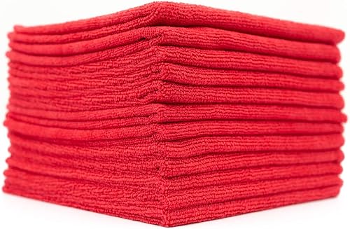 Miniatura 12 de (Paquete de 12) 16" x 16" toallas de limpieza de microfibra de grado comercial para usos múltiples, altamente absorbentes, sin pelusa, sin manchas,