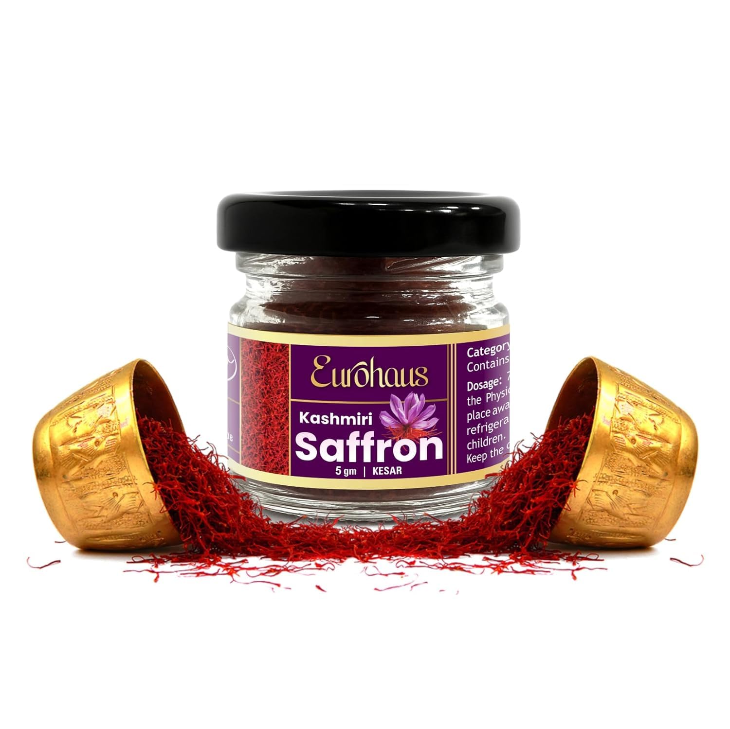 Eurohaus Pure Kashmiri Kesar Saffron - 5 Gram Grade A+++ Original Kesar for Cooking & Pooja | Rich Aroma & Long Threads (5 Gm)