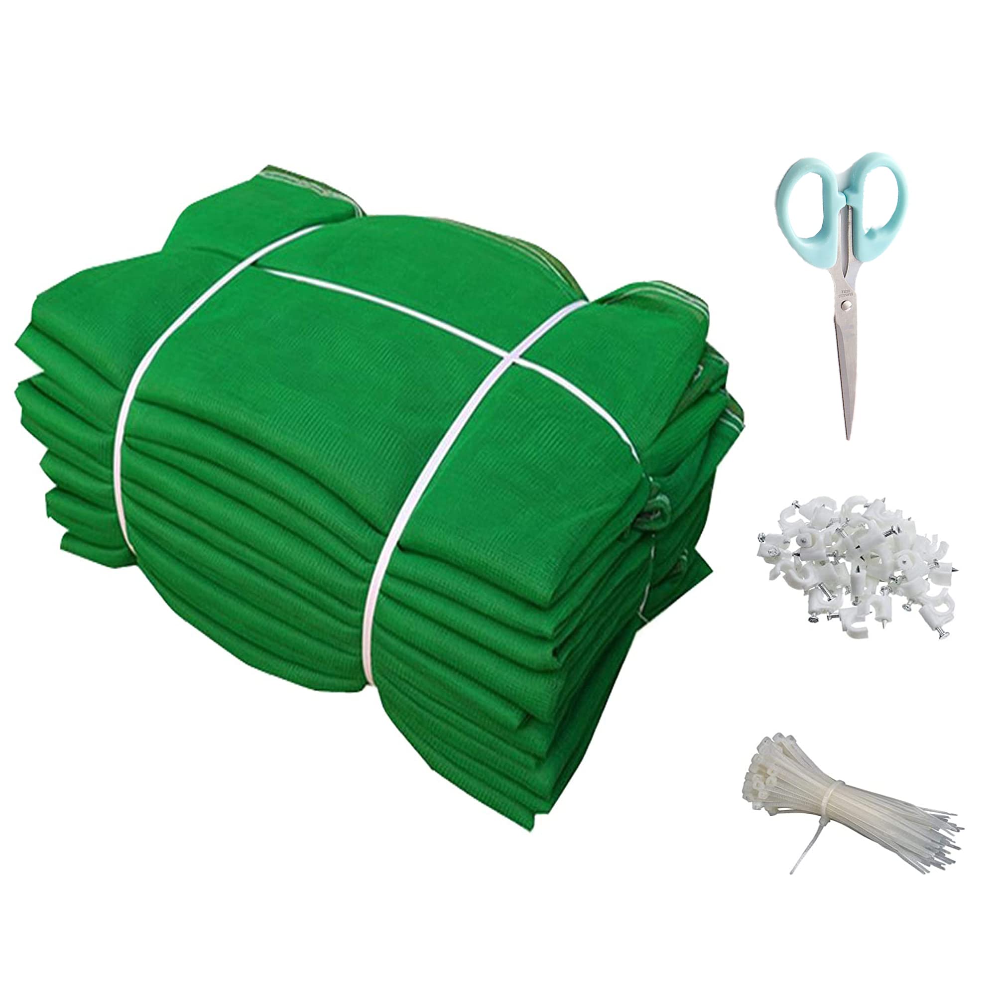 SAI Balaji Enterprises 50% UV Protection Garden_Balcony_Terrace Shade Net_3 M X 10 Meters_10 X 33 Feet_Green Color with 1 Scissor_30 Tags_30 Clamps SBSNS3