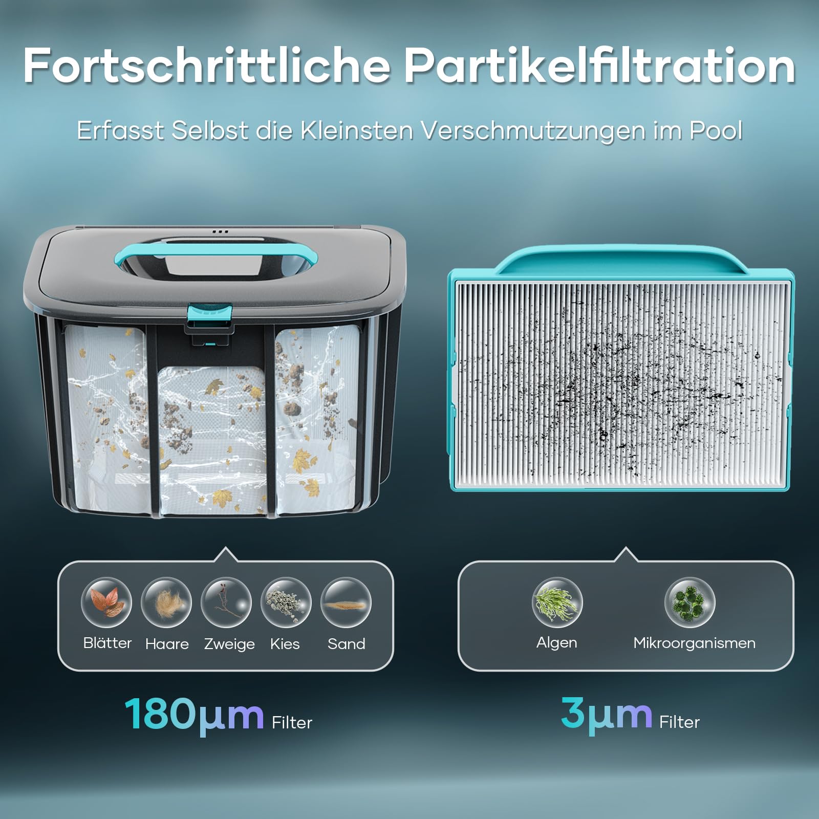 AIPER Kabelloser Poolroboter, Generalüberholt Automatische Poolreiniger mit Fortschrittliche Partikelfiltration, 130 Minuten Akkulaufzeit, Auto-Park für Oberirdische Pools bis zu 100㎡(Generalüberholt)