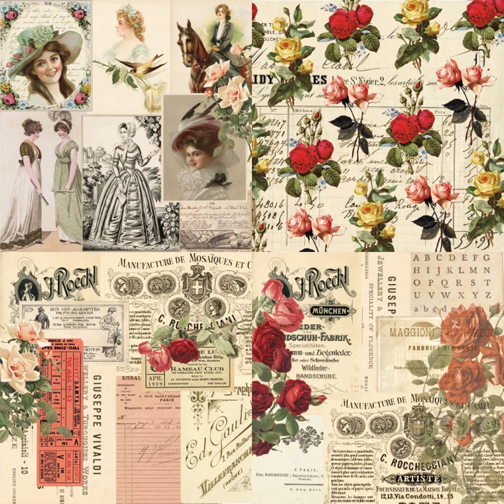 GIVBRO Carta decorativa per album di ritagli, piante d'epoca, fiori, cartoleria, per viaggi, diari, biglietti, fai da te, 20 fogli