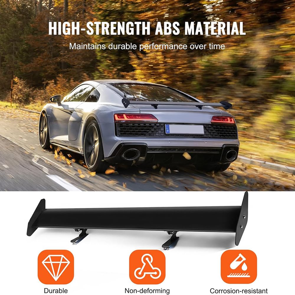 Alerón Trasero Universal para Coches, 110cm Spoiler GT de Aluminio con Doble Cámara, Diseño Deportivo sin Taladros para Decoración del Vehículo