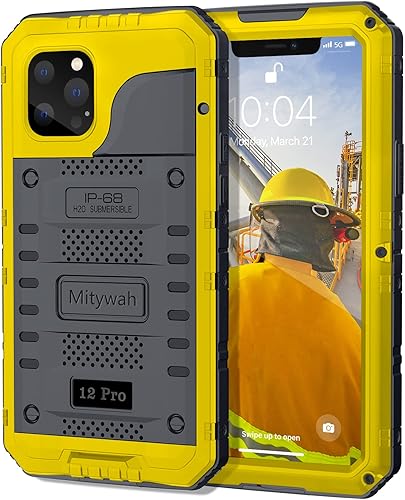 Mitywah Funda impermeable para iPhone 12 Pro, resistente a prueba de golpes, con protector de pantalla integrado, funda de metal de protección disponible en Yaxa El Salvador