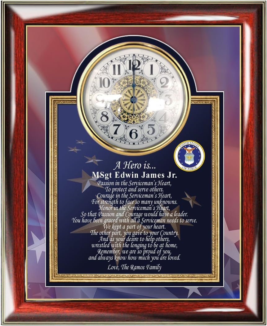 AllGiftFrames Military Retirement Gift Clock Poetry Air Force Law Enforcement Police Navy Police Marine Sheriff State Trooper Coast Guard Army FBI CIA Personalized Clock Promotion Plaque USAF