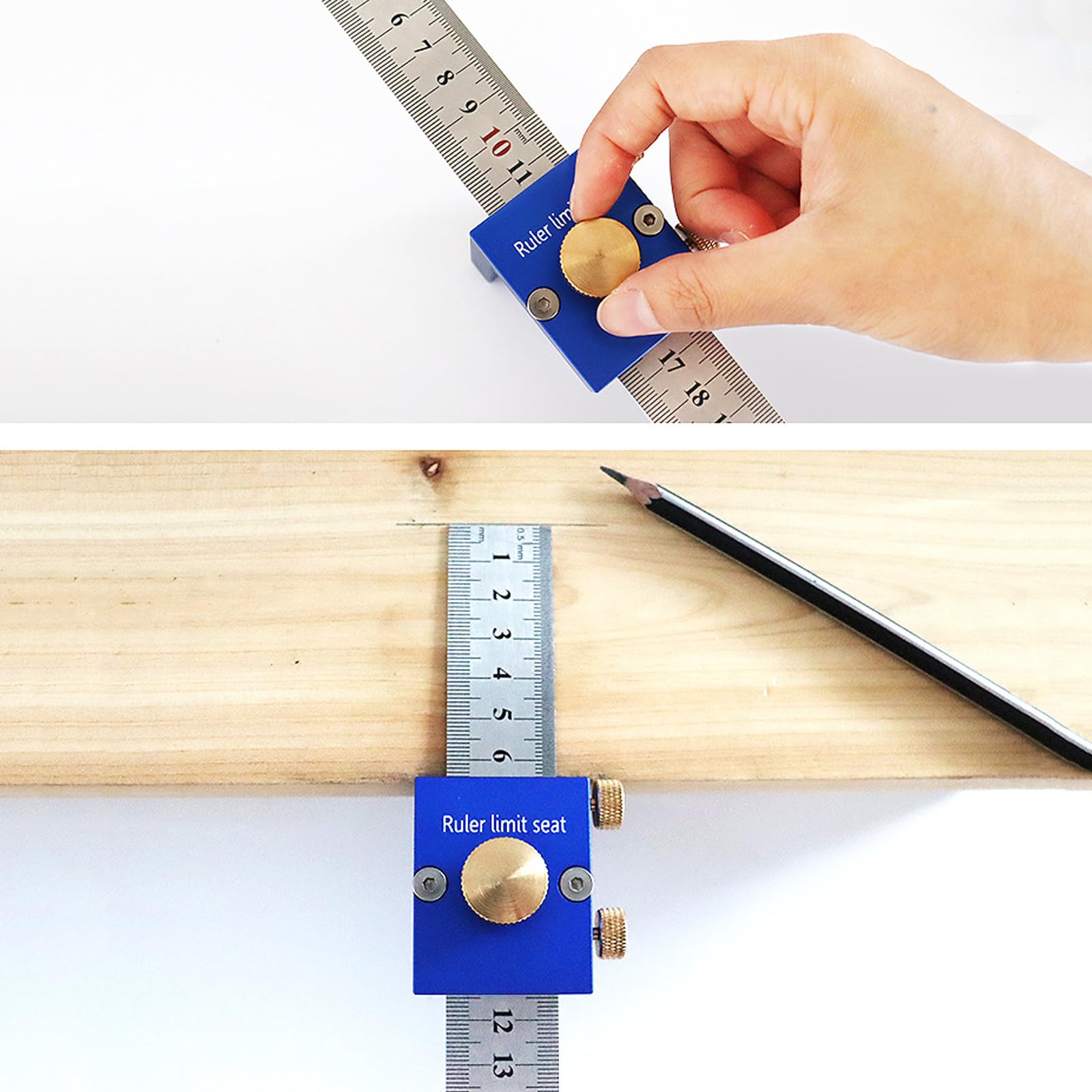 Stahllineal-Positionierblock für präzises Holzarbeiten - 15 cm