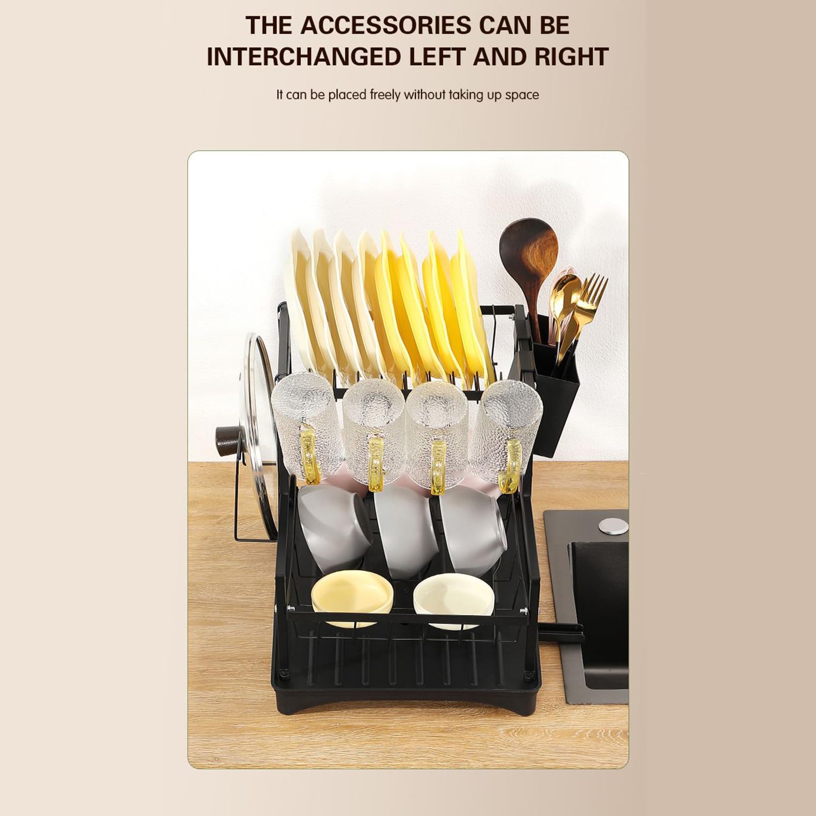 Égouttoir À Vaisselle Pour Plan De Travail Cuisine Grande Capacité | Inoxydable Organisateur Avec Bac Récupérateur Pour Maison
