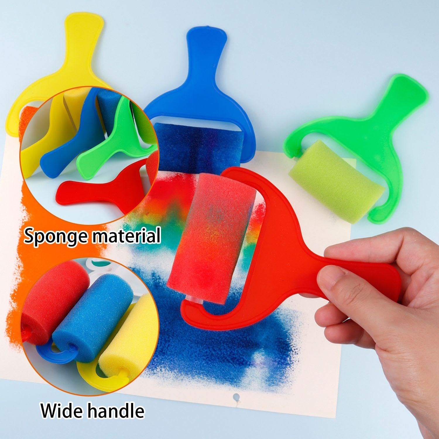 Pinceaux À Rouleau en Éponge, Manche en Plastique, Outils De Peinture, 8 Pièces