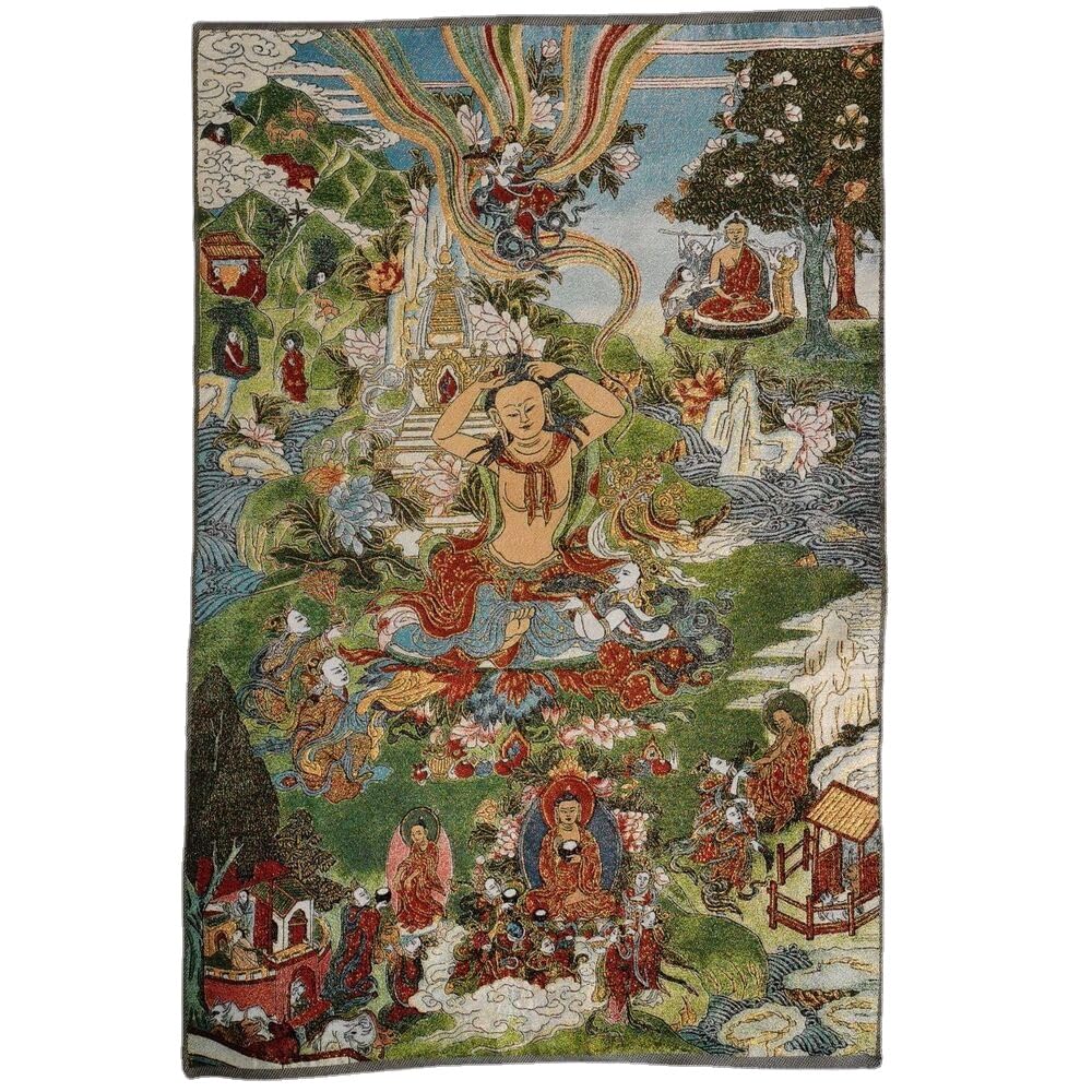 Thangka Silk Embroidery Tibetan Buddhism Shakyamuni Buddha Life Story Tangka Fengshui Wall Hanging for Home Decor Tapestry Meditation