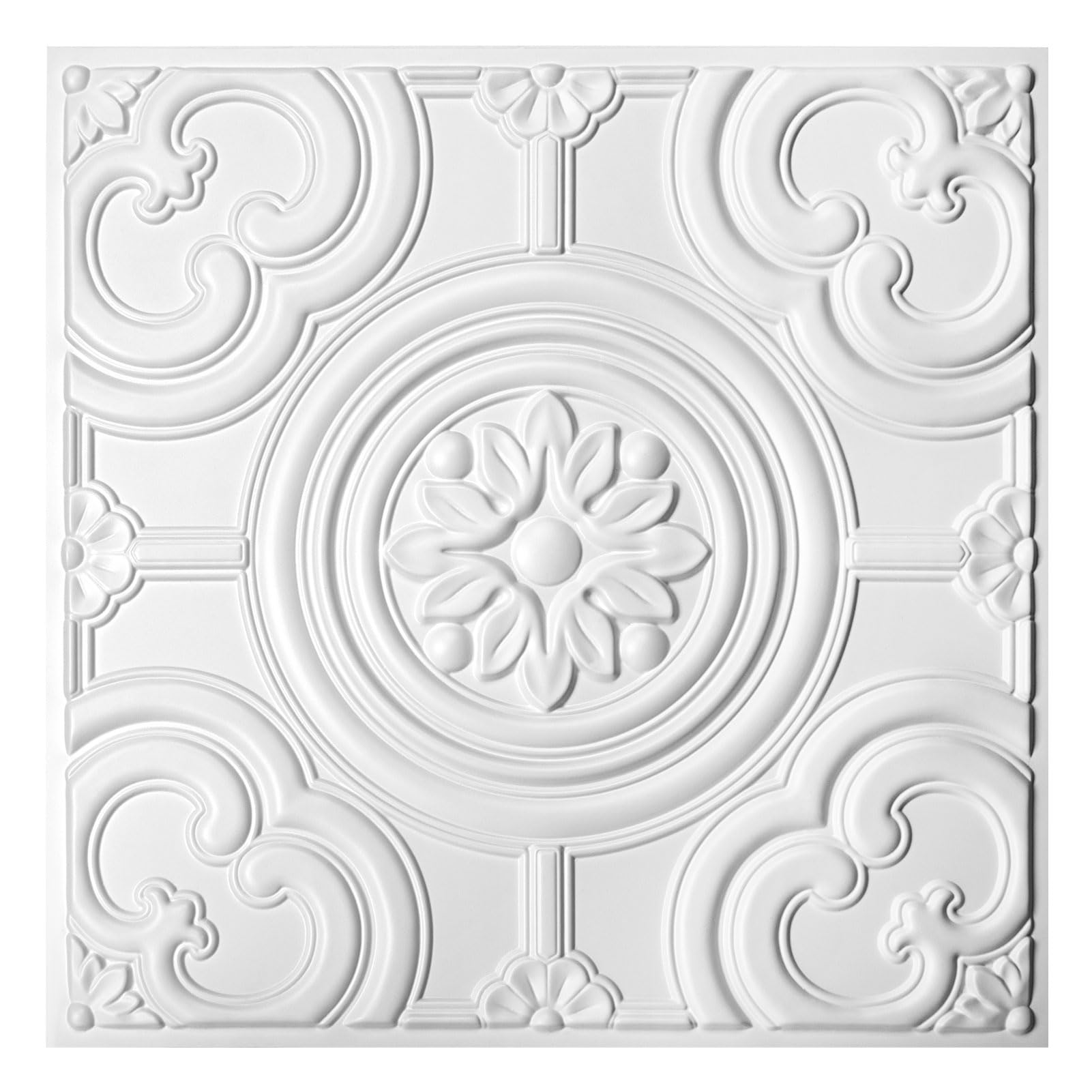 WOWSTAR 12-Pack 24"x24" Drop Ceiling Tiles, Waterproof Glue up Ceiling Panels, White