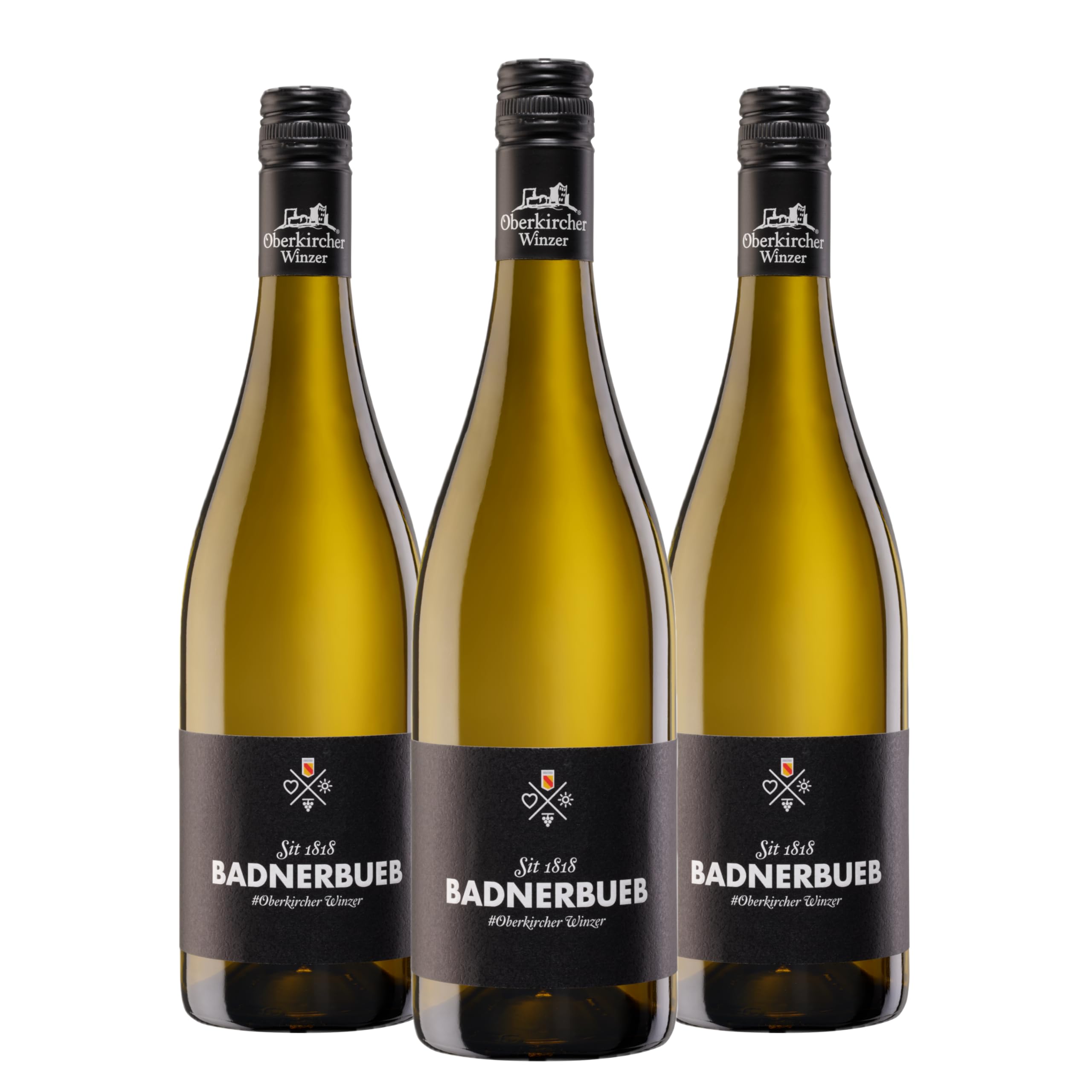 Oberkircher Winzer Weißwein Cuvée halbtrocken - BADNERBUEB Weisswein Cuvée aus Grauburgunder & Souvignier Gris, vollmundig im Geschmack, deutscher Wein aus Baden (3 x 0,75l)