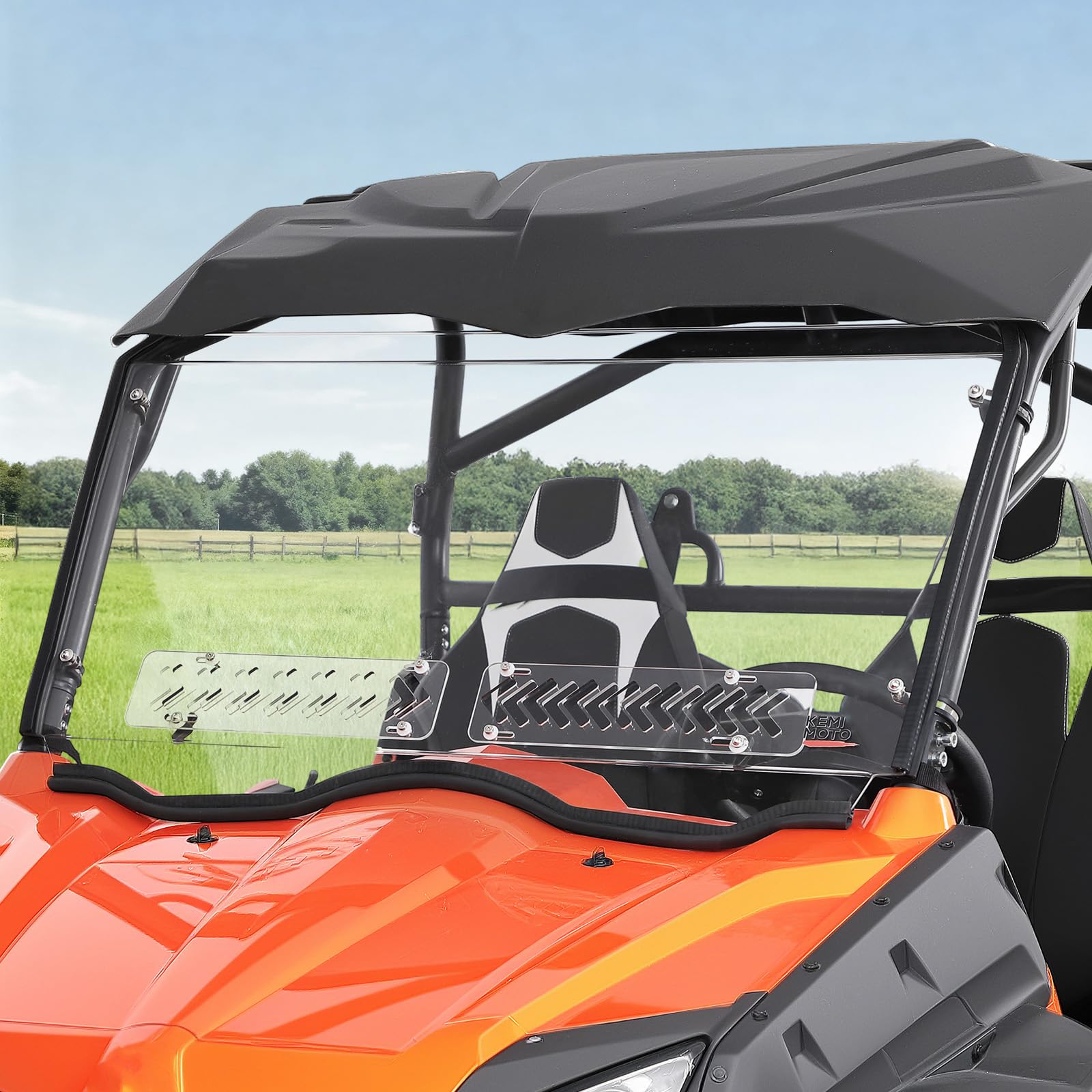 Photo 1 of KEMIMOTO Scratch-Resistant Front Vented Sliding Windshield Compatible with 2014-2022 CFMOTO ZForce 800, Trail 800 Ex, ZForce 500 Trail (2016-2022), and 1000 Pre-installed Rubber Strips PC Window
