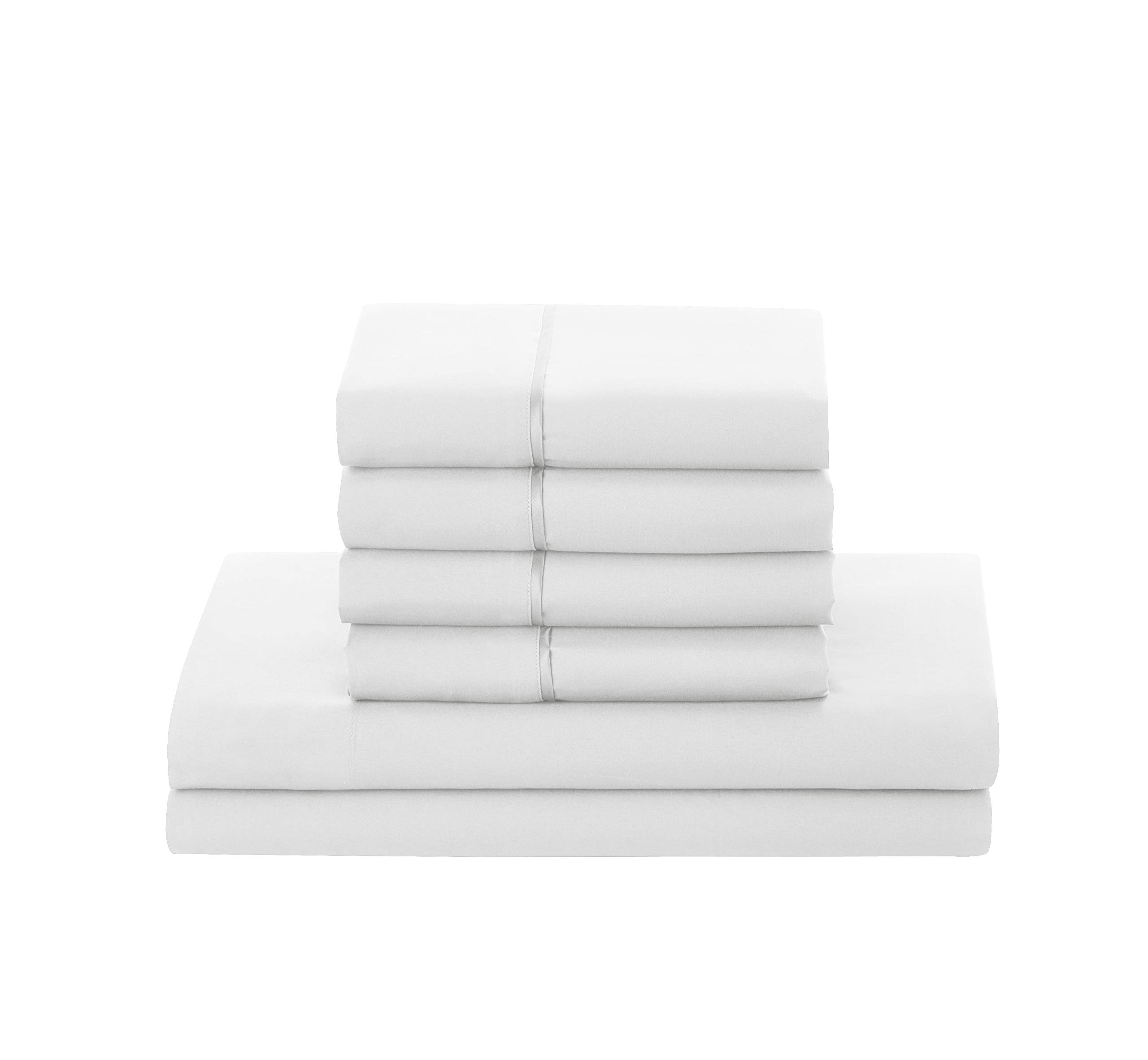 Nestl Bed Sheet Set | 4 Piece Soft Bedding Microfiber Sheet Set | King Fitted Sheet, Flat Sheet, 2 Pillow Cases | White