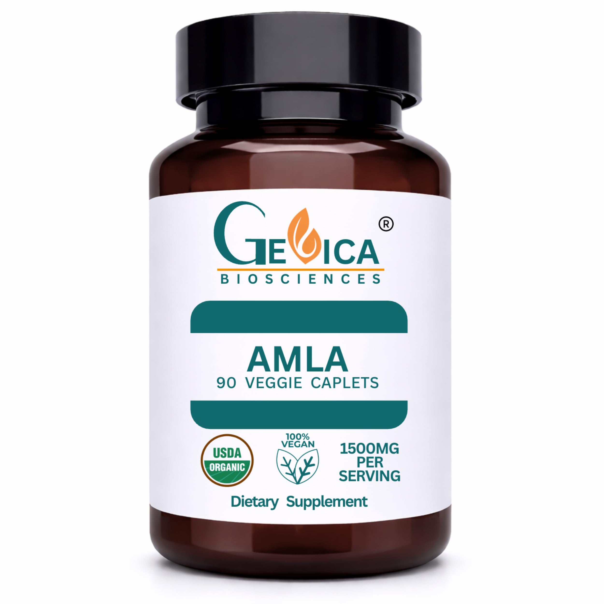 Amla Supplement (Indian Gooseberry) – USDA Organic, Whole Herb, 1500 mg per Serving, No Extract, NPOP & BioAgriCert Certified, 90 Vegan Caplets