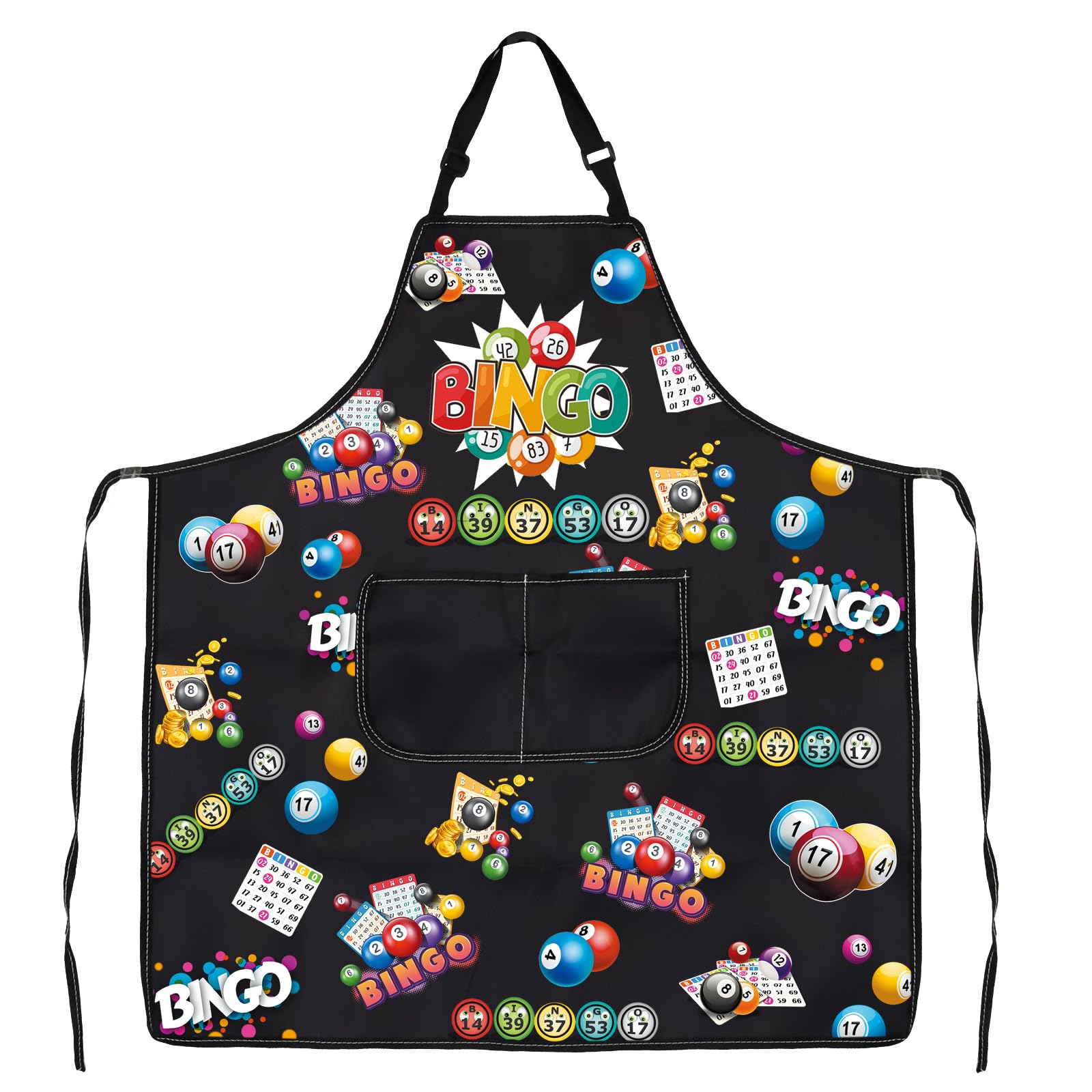 BNQL Bingo Lover Gifts Bingo Apron Bingo Gifts for Women Men Bingo Kitchen Cooking Apron with Pocket Bingo Player Gifts (Bingo Apron) - Image 4