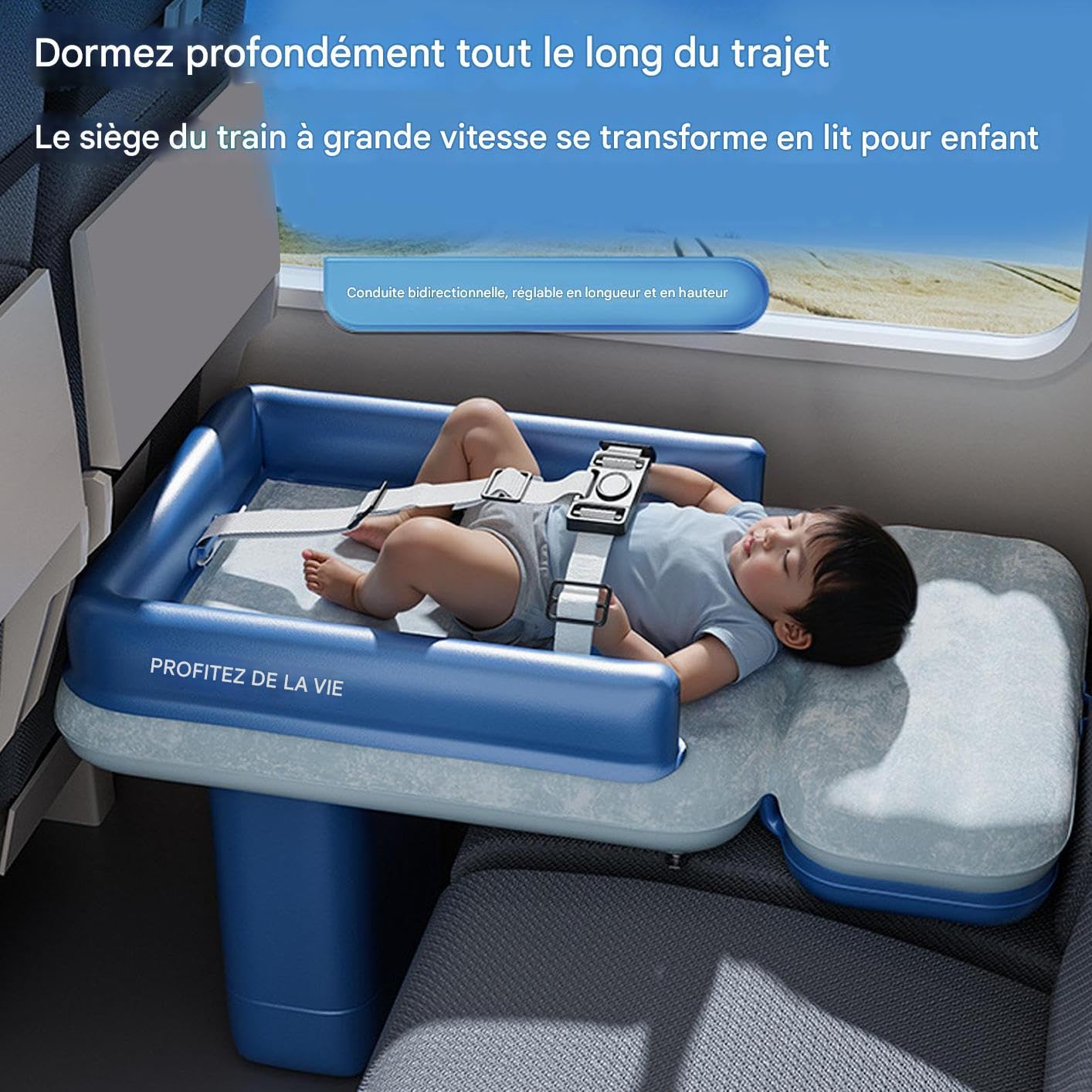 Lit Avion Gonflable Bébé Enfant Portable Voyage Siège Auto