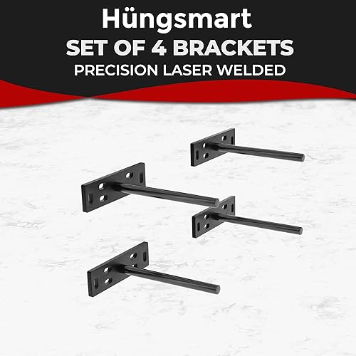 Miniatura 149 de Soporte de estante flotante resistente de 4 x 22 pulgadas - Soporte de estantes de pared largos, accesorios de estante flotante ocultos, soportes