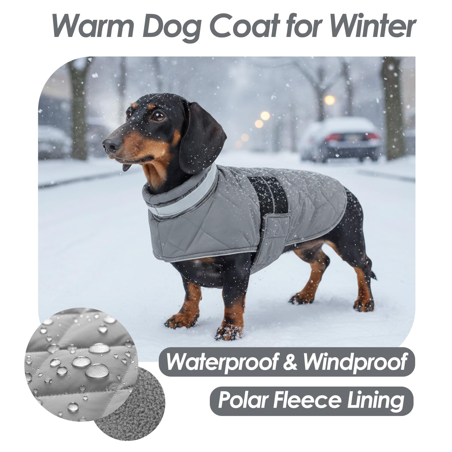 ASENKU Cappotto Impermeabile per Cane Invernale, L Cappottino per Cani di Taglia Media, Giacca Invernale Foderata in Lana Riflettente, Cappotti e giubbotti per Cani Chiusura Regolabile