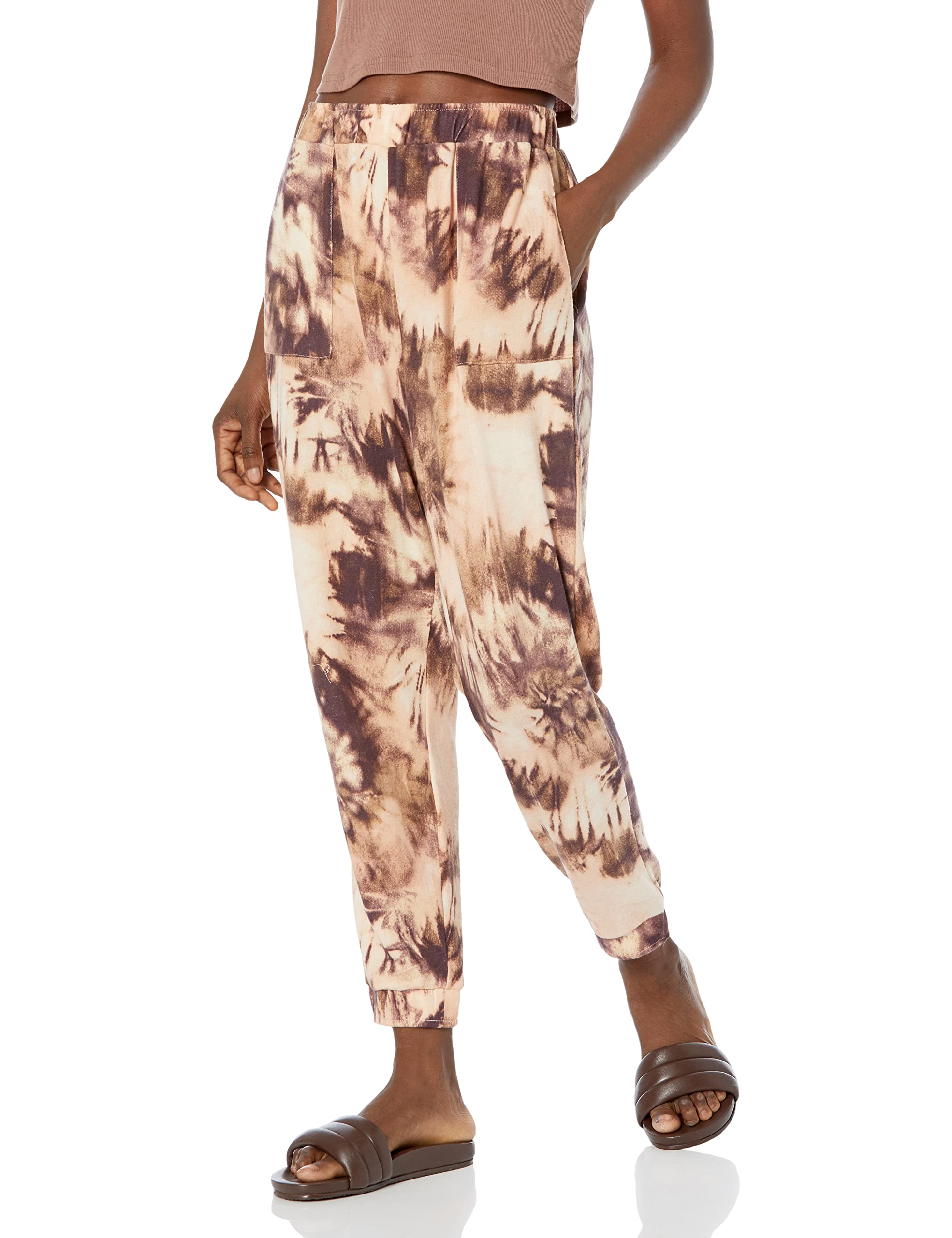 Zac Rachel Womens Printed Hacci Ankle Pant with Patch Pockets